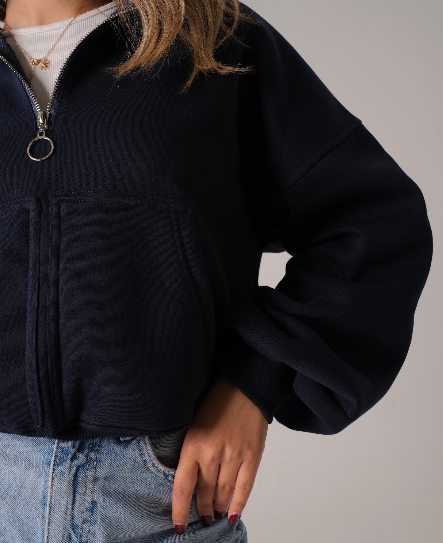 “NAV”HOODIE IN NAVY BLUE