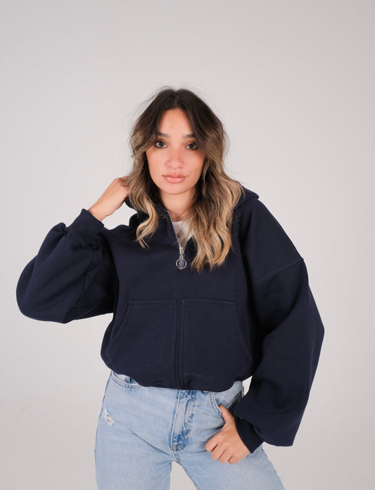 “NAV”HOODIE IN NAVY BLUE